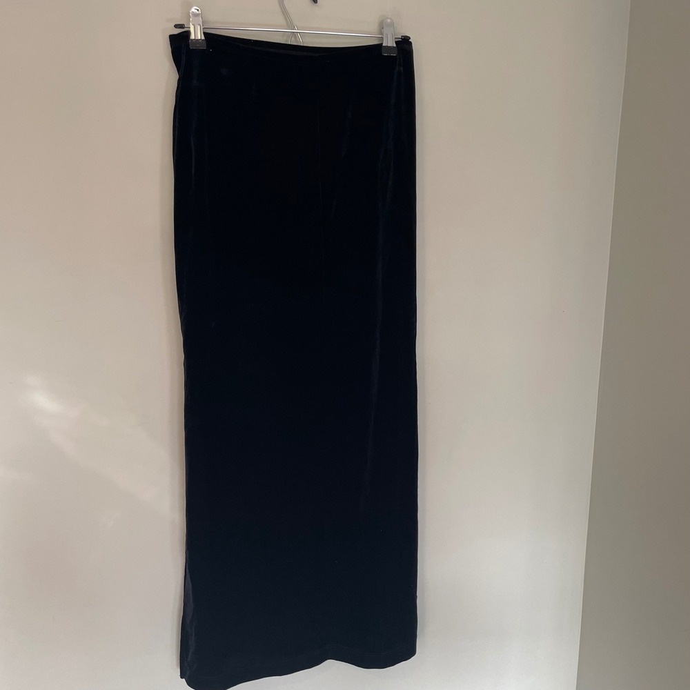 VTG My Michelle Black Velvet Maxi Skirt Side Slit Medium Y2K Witchy Whimsigoth - Picture 5 of 7